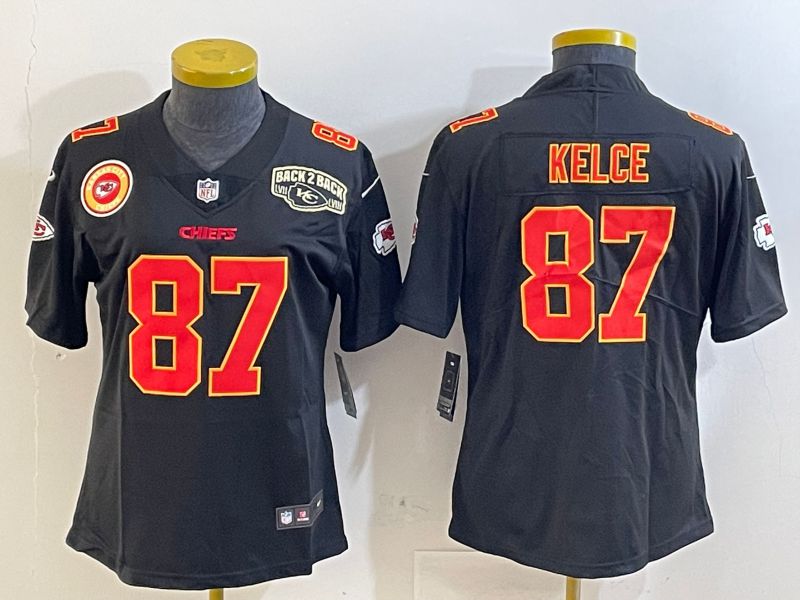 Youth Kansas City Chiefs #87 Kelce Black 2025 Nike Vapor Limited NFL Jersey style 2096